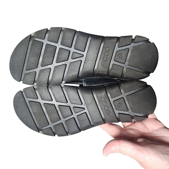 ECCO Sandals Genuine Leather Adjustable Comfortable Black Big Kids 3.5 US - Picture 8 of 11